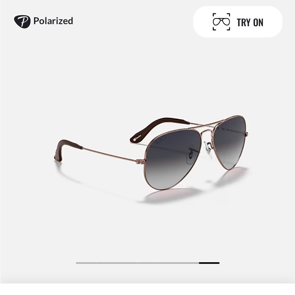 Ray-Ban Aviator polarized Sunglasses with copper frame and grey gradient lenses